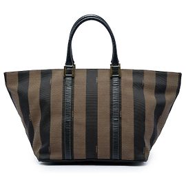 Fendi Brown Pequin Canvas Tote Brown