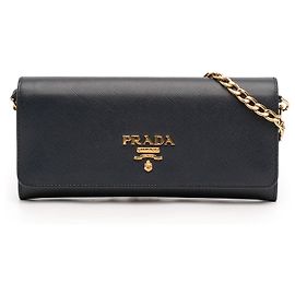 Cartera con cadena Prada Blue Saffiano Lux Azul Azul marino