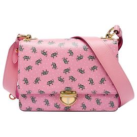 Prada Bolsa crossbody Saffiano rosa com estampa de elefante e fecho push lock Rosa