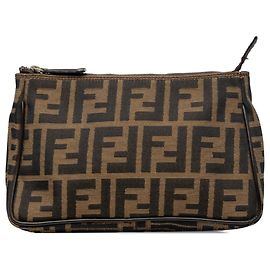 Pochette Fendi en toile Zucca marron Marron