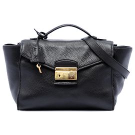 Borsa Satchel Prada Black Vitello Daino Soundlock Nero