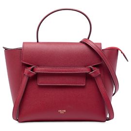 Céline Bolsa de Cintura Celine Nano em Pele de Bezerro Grão Vermelha Vermelho Bordeaux