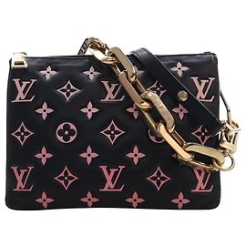 Louis Vuitton Black Bicolor Monogram Embossed Lambskin Coussin BB Noir