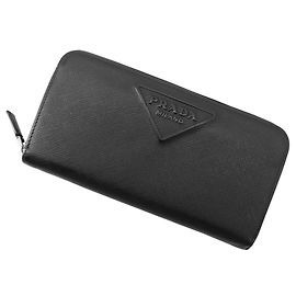 Prada Black Saffiano Long Wallet Black