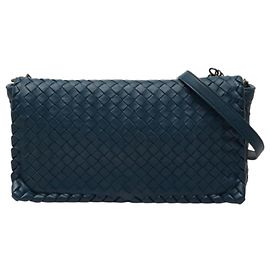 Borsa a tracolla Bottega Veneta Intrecciato Blu navy