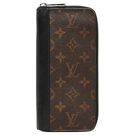 Louis Vuitton Monogram Macassar Zippy Wallet Brown Black