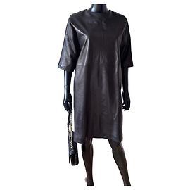 Robe en cuir noir Christian Dior Noir