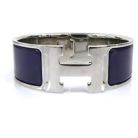 Bracciale rigido in smalto viola e argento Hermès Argento Porpora