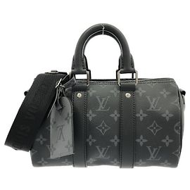 Louis Vuitton Monogram Eclipse Reverse Keepall Bandoulière 25cm Boston Bag Noir