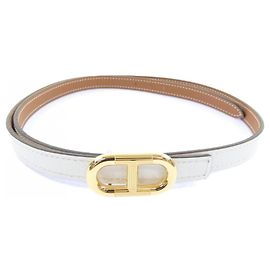 Hermès Cinturón reversible Hermes Maillon H 13mm Castaño Blanco