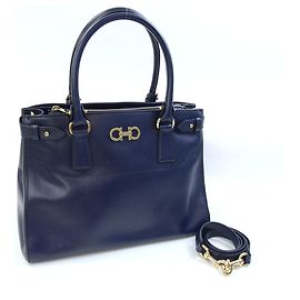 Borsa a tracolla in pelle blu navy Salvatore Ferragamo Blu navy