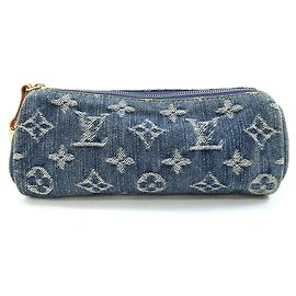 Louis Vuitton Monogram Denim Handbag Pouch Blue