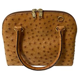 Autre Marque a.testoni Ostrich Leather 2way Handbag Beige Camel