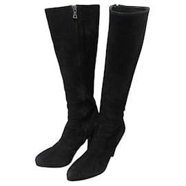 Prada Suede Leather Long Boots Black