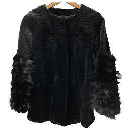 Autre Marque martinique Rabbit Fox Fur Collarless Coat Black