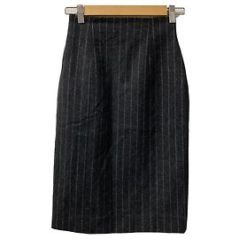 Yves Saint Laurent Pinstripe Wool Skirt Brown Other