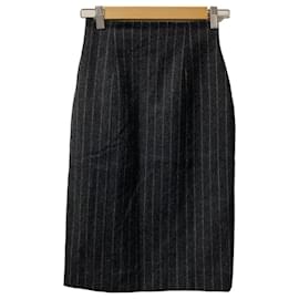 Jupe en laine à rayures Yves Saint Laurent Marron Autre