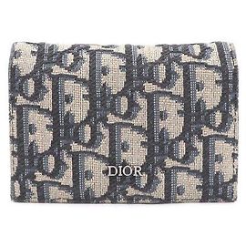 Dior Tarjetero Oblique Beige y Negro Castaño