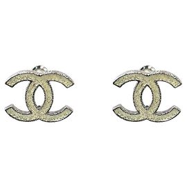 Chanel Orecchini Glitter CC Silver Bianco