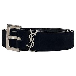 Saint Laurent Wildledergürtel Schwarz Schwarz