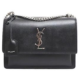 Saint Laurent Borsa a tracolla e crossbody Sunset Silver Chain Medium Nero