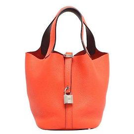 Hermès Sac Cabas Picotin Lock en Taurillon Clemence Orange