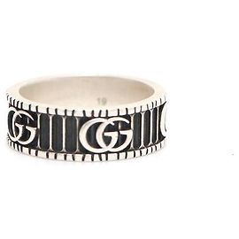 Gucci Silver Double GG Logo Marmont Wide Ring Silvery