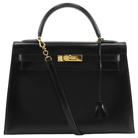 Hermès Hermes Kelly Black Box Calf with Gold Hardware 32 Black