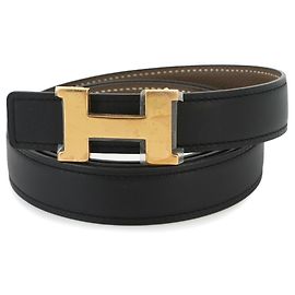 Hermès Cinturón Hermes Mini Constance Reversible H Negro Beige