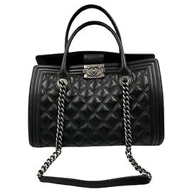 Chanel Boy Chanel Black Leather Shoulder Bag Black