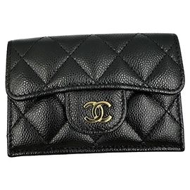 Chanel Caviar Skin Compact Wallet Black