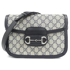Borsa a tracolla Gucci HORSEBIT 1955 Blu Beige
