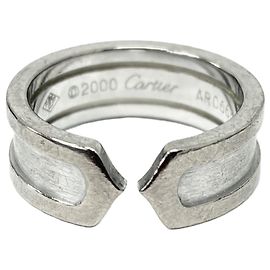 Cartier C2 Band Ring in 18K Silver Silvery