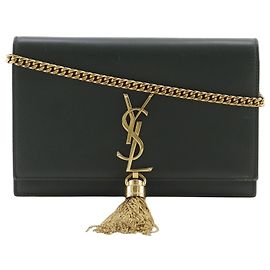 Saint Laurent Classic Monogram Tassel Chain Leather Verde