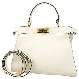Fendi Peekaboo I.U. Leather Handbag White