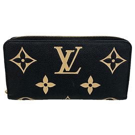 Louis Vuitton Monogram Empreinte Bicolor Zippy Wallet Black Beige