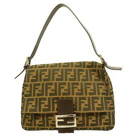 Borsa a secchiello Fendi Zucca Mamma in nylon e canvas Marrone