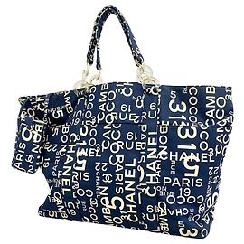 Chanel Navy Canvas Tote Bag Navy blue