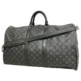 Louis Vuitton Boston Monogram Eclipse Keepall Bandoulière 55 Black