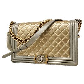 Bolsa de Ombro Chanel Boy Chain Prata Dourado