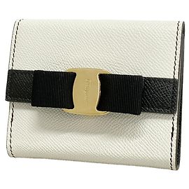 Salvatore Ferragamo Vara Ledergeldbörse Schwarz Weiß