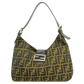 Borsa a tracolla Fendi Zucca in nylon e canvas Marrone