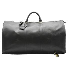 Borsa da viaggio Louis Vuitton Keepall 60 in pelle Epi Nero