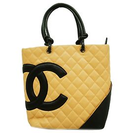 Chanel Cambon Tote Bag aus Lammleder Schwarz Beige