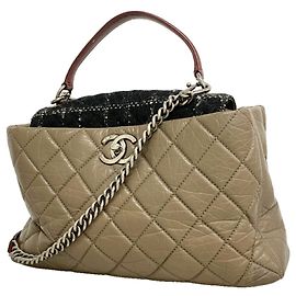 Bolsa 2-Way Chanel Portobello em couro e tweed Marrom