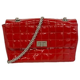 Chanel Red Patent Leather Shoulder Bag Red