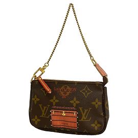 Louis Vuitton Monogram Trunk & Lock Mini Pochette Accessoires Marrone