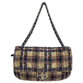 Bolsa de ombro Chanel em nylon Rosa Bege Azul marinho
