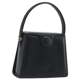 Bolsa de mão GIVENCHY em couro preto e dourado Auth 195642A Preto Dourado
