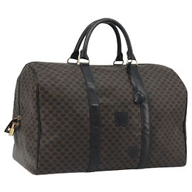 Céline Bolsa Boston em lona Macadam CELINE em couro PVC preto e dourado Auth bs36619A Preto Dourado